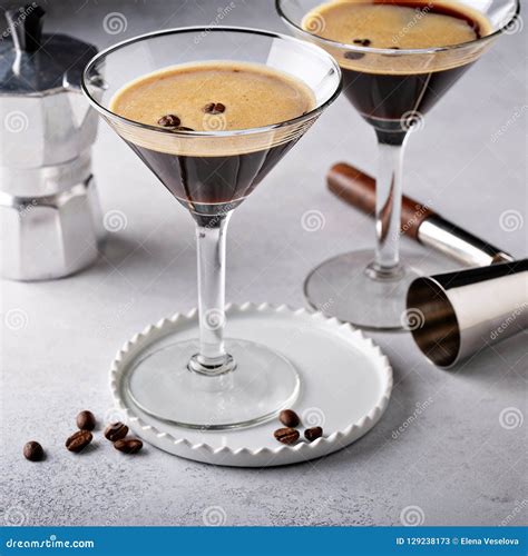 Espresso Martini In Two Glasses Stock Image Image Of Brown Cream