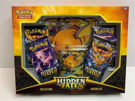 Pokemon Hidden Fates Raichu Gx Collection Box Factory Sealed Booster