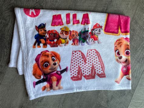 Paw Patrol Theme Blanket Personalized Blanket Kids Blanket Etsy