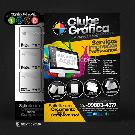 Gr Fica R Pida Panfleto Flyer Cdr Psd Ai Pdf Clube Do Corel