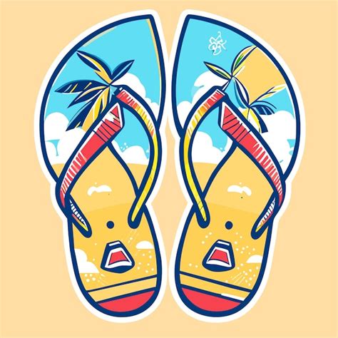 Premium Vector Sticker Beach Flip Flops Set Summer Shoes Fashion