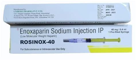 Rosinox 40 Enoxaparin Injection 40 Mg 0 4 Ml At Rs 350 Piece