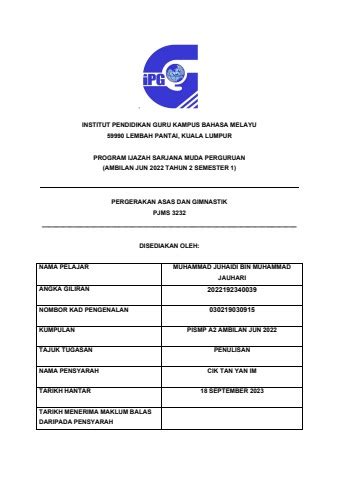 Pjms Penulisan Muhammad Juhaidi Bin Muhammad Jauhari Ipg Pelajar