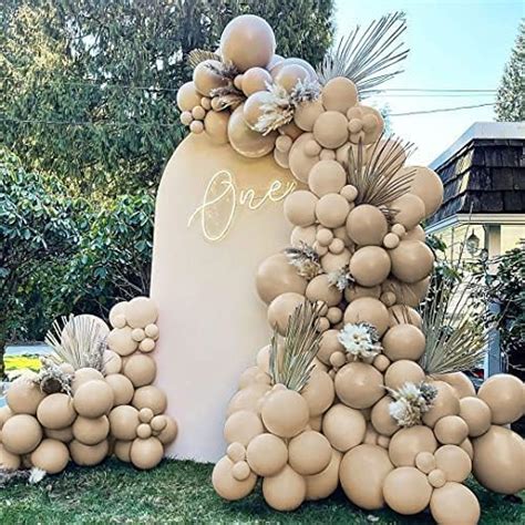 Globos color nude juego de 50 globos neutros de doble relleno con globos dorados metálicos