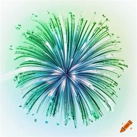 Blue And Green Fireworks On White Background On Craiyon