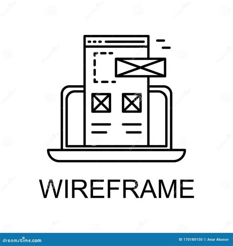 Wireframe Icon Element Of Web Development Signs With Name For Mobile