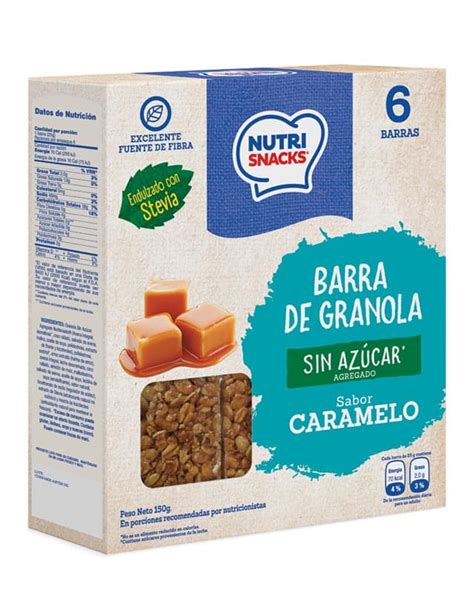 Barra de Granola Sin Azúcar Sabor Caramelo 150g Nutrisnacks