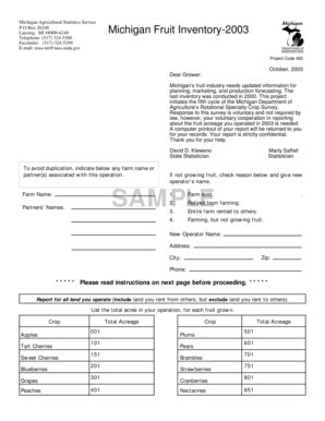 Fillable Online Nass Usda SAMPLE National Agricultural Statistics