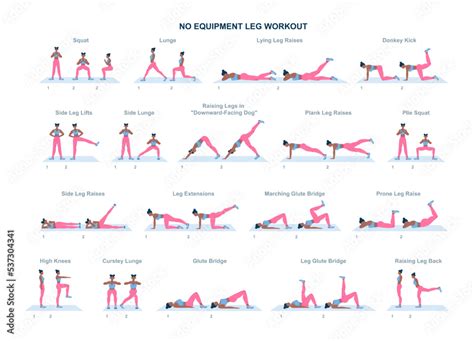 Vetor De No Equipment Leg And Glutes Workout Set Female Character Do