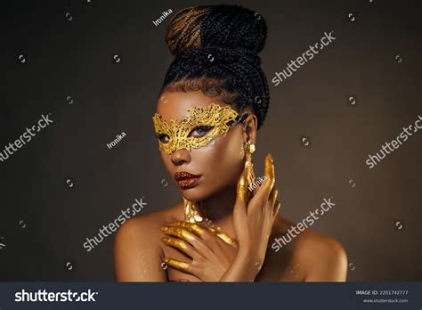 Portrait Sexy African Woman Face Close Stock Photo 2201742777