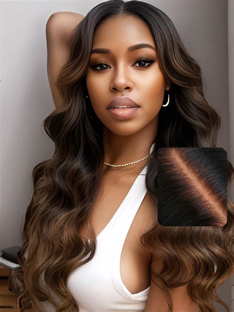 Amazon YIROO Bye Bye Knots Glueless Wig Highlight Ombre Chestnut