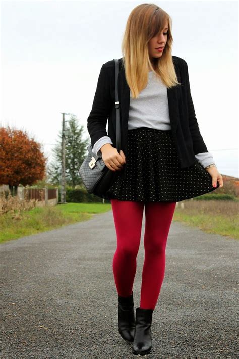 Pin By Nj Reaves On Other Red Tights Colored Tights Outfit Red