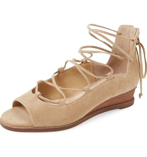 Vince Camuto Rochela Wedge Sandal Tumbleweed Nude Low Wedge Tie Up Sandals 85