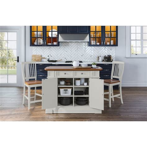 Homestyles Americana Wood Kitchen Island Set In Off White Cymax Business