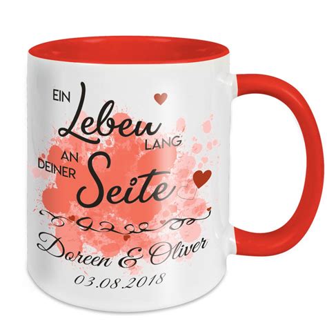 Tasse F R Verliebte Ein Leben Lang Mit Namen Rot