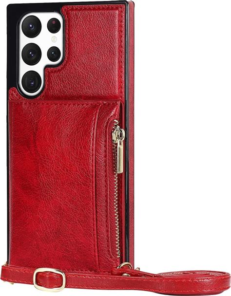 Koeok Galaxy S22 Ultra Wallet Case With Crossbody Chain Zipper Wallet Card Holder