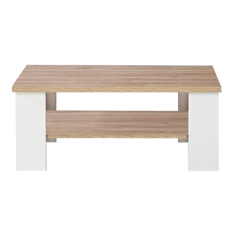 Table Basse Bois Et Blanc Mat Rectangulaire L Cm Enora