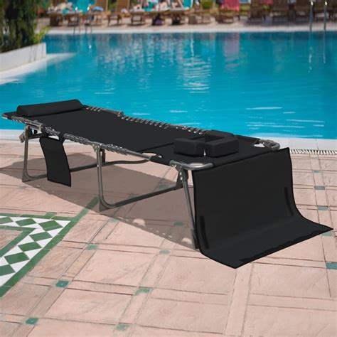 Outsunny Outdoor Chaise Adjustable Folding Chaise Lounge With 4