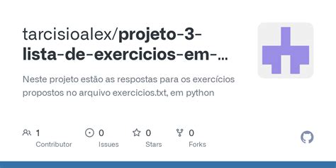 Github Tarcisioalex Projeto Lista De Exercicios Em Python Neste