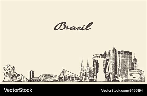 brazil skyline drawn sketch royalty  vector image