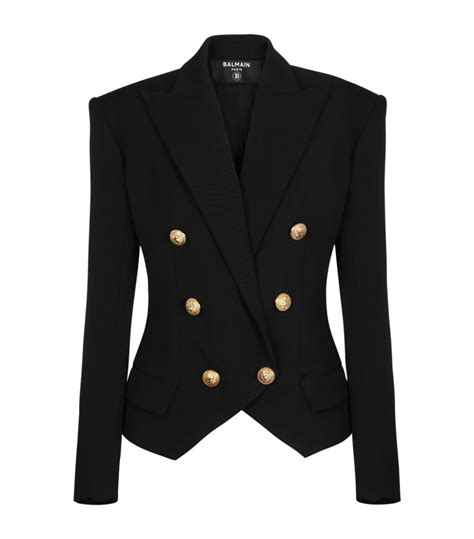 Balmain Wool Double Breasted Blazer Harrods SG