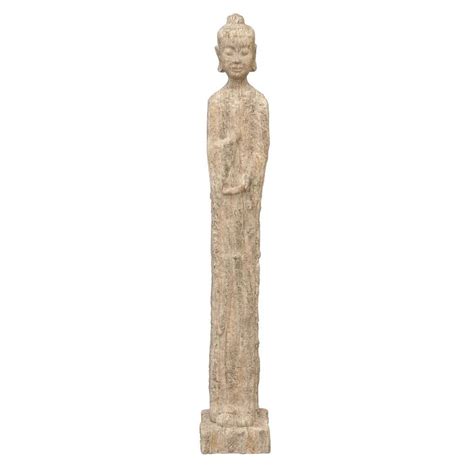 Litton Lane Beige Polystone Meditating Buddha Sculpture With Engraved