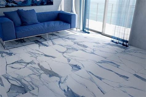 Ocean Blue Porcelain Tile Marble Look Tile