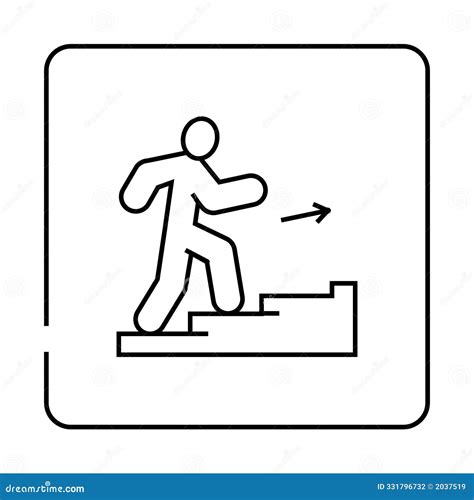 Stairway Up Evacuation Emergency Line Icon Vector Illustration Stock