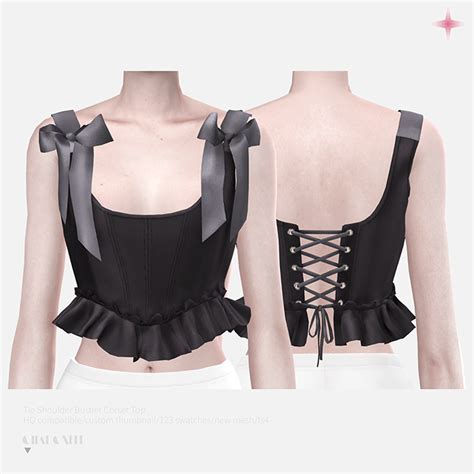 【tie Shoulder Bustier Corset Top】 In 2024 Sims 4 Clothing Sims 4