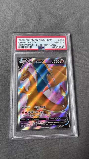 POKEMON TCG Charizard V SWSH050 Champions Path Promo Karte Glurak PSA