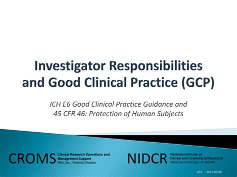 Ppt Investigator Responsibilities And Good Clinical Practice Gcp