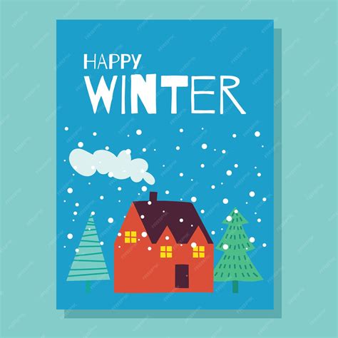 Premium Vector Cute Winter Greeting Card Design