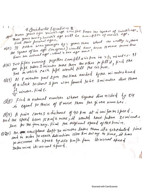 Worksheet on Quadratic equations | PDF