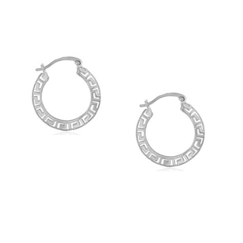 Greek Key Hoop Earrings Temelli Jewellery