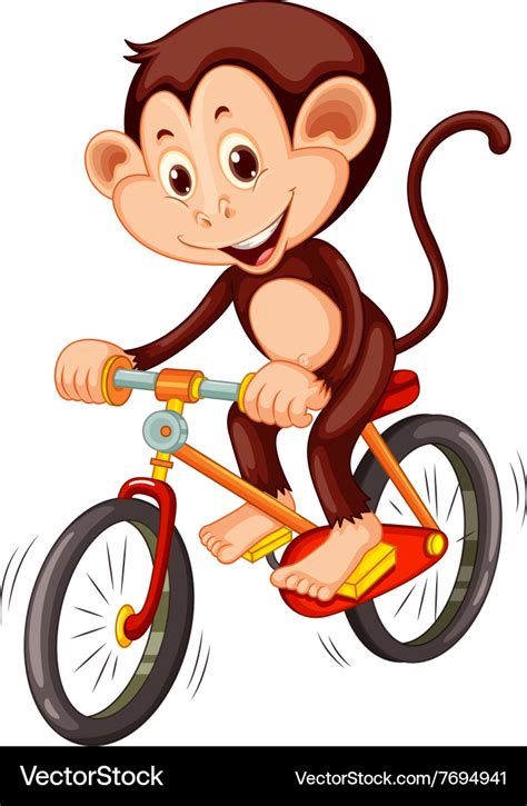 Little monkey riding a bicycle Royalty Free Vector Image