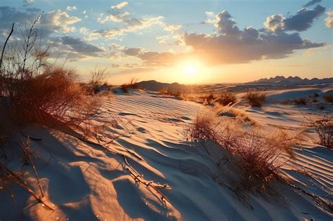 Paisagem Des Rtica Pitoresca Arbustos Secos De Areia Ondulada E C U