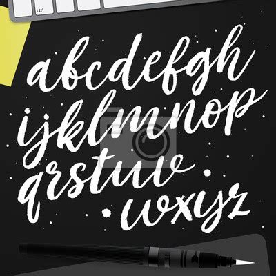 Plakat Sketch Font Alphabet In Style Of A Technical Drawing Hand Line