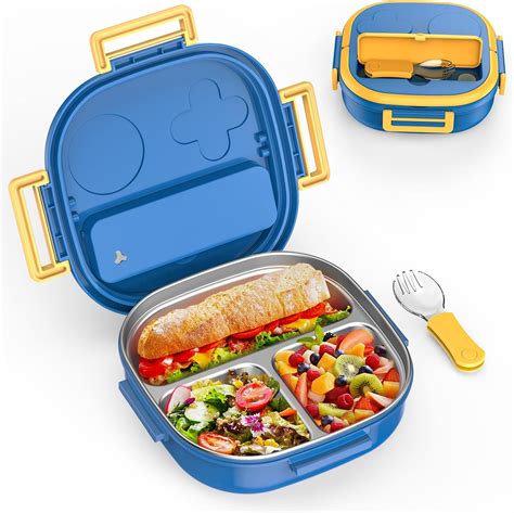 Caja Bento de acero inoxidable para niños a prueba de fugas 3