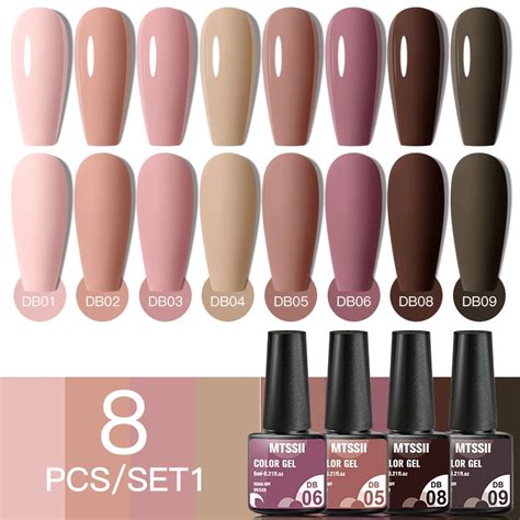 MTSSII 8Pcs Gel Nail Polish Set Semi Permanent Hybrid Gel Varnish Base