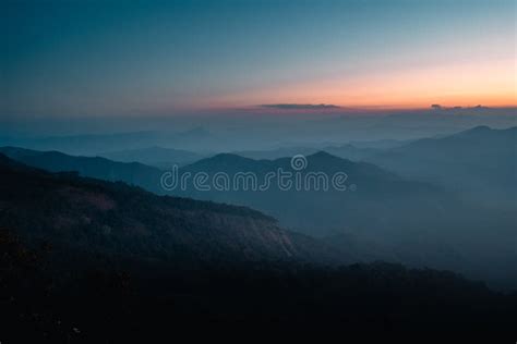 The Morning Before Sunrise On The Mountain Early Morning Blue Hour