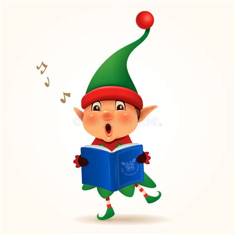 Little Elf Singing Christmas Carol Isolated Stock Vector