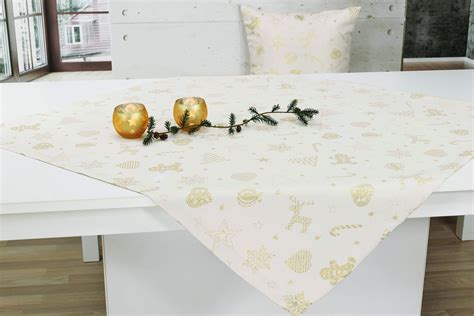 Tischdecke Ab X Cm X Cm Quadratisch Weihnachten Muster Gold