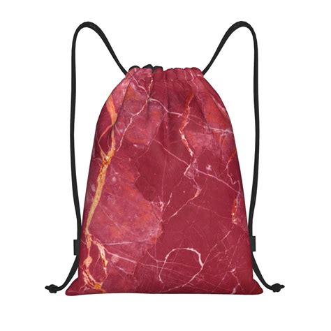 Bingfone Abstract Red Marble Drawstrings Backpacks Bags For Men Women Gym Drawstrings Bag