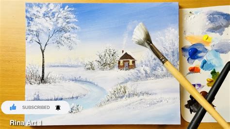 Winter Landscape Painting / Easy for Beginners / Step by Step - YouTube