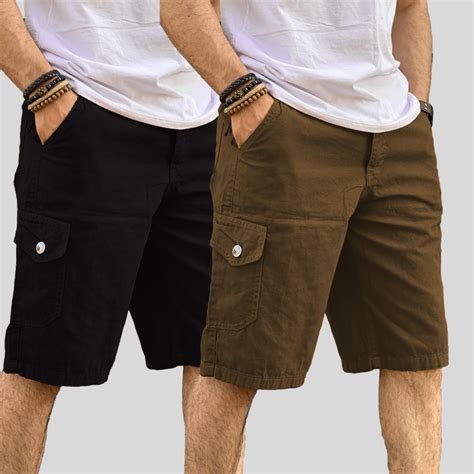 Kit 2 Bermuda Masculina Cargo Short Sarja 6 Bolsos Social Faz A Boa