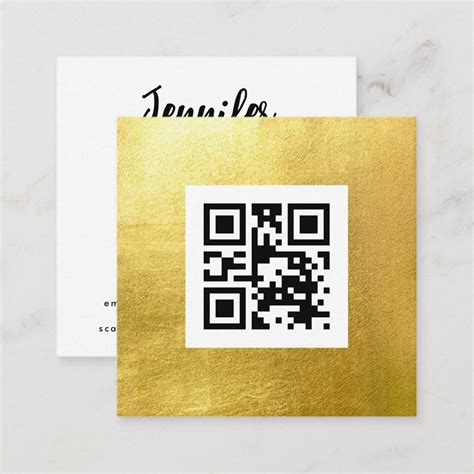 Qr Code Elegant And Modern Gold Square Business Card Zazzle