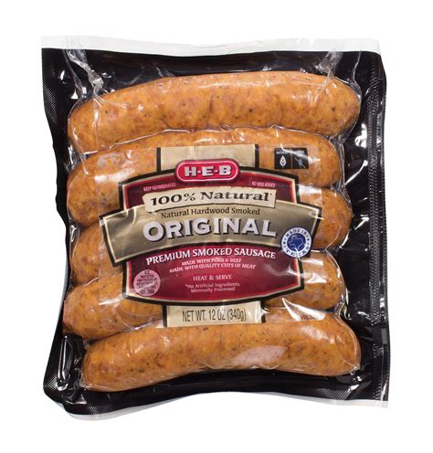 H E B 100 Natural Original Premium Smoked Sausage Shop Sausage At H E B