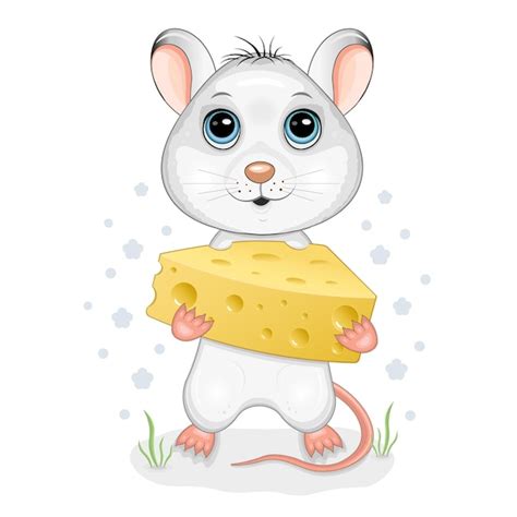 Premium Vector A Mouse With Cheese Standing On Its Hind Legs