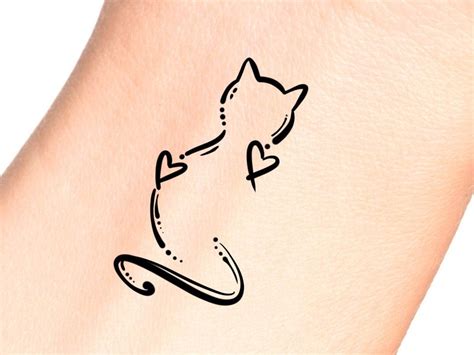 Katze temporäres Tattoo Katze Herz Umriss Tattoo Etsy de Tattoos