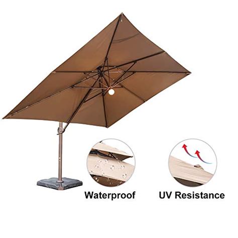 Abba Patio 9 X 12 Ft Patio Offset Hanging Umbrella With Solar Lights